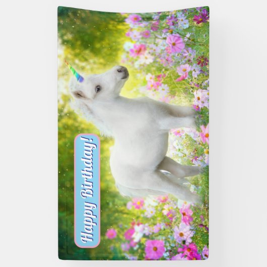 Witte Pony Eenhoorn Spandoek (Verticaal)