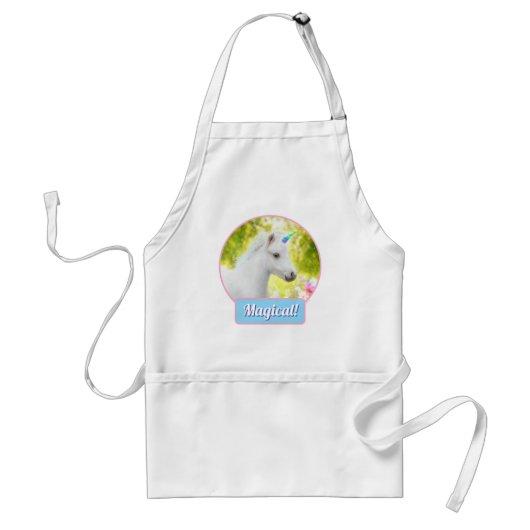 Witte Pony Eenhoorn Standaard Schort (Voorkant)