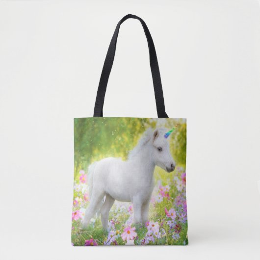Witte Pony Eenhoorn Tote Bag (Voorkant)