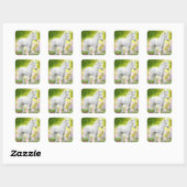 Witte Pony Eenhoorn Vierkante Sticker (Vel)