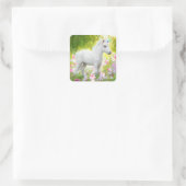 Witte Pony Eenhoorn Vierkante Sticker (Tas)