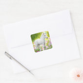 Witte Pony Eenhoorn Vierkante Sticker (Envelop)