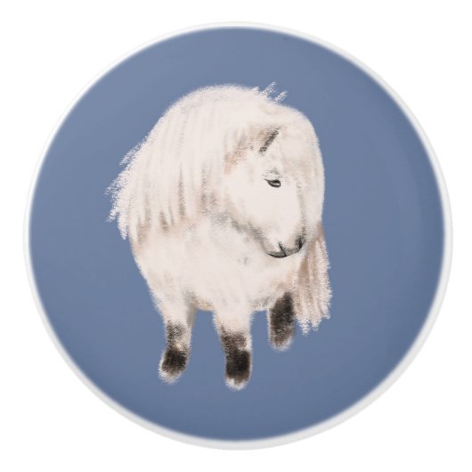 Witte Pony Keramische Knop (Voorkant)