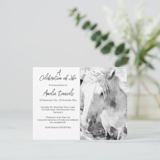 Witte Pony Viering van het Leven Kaart (Staand voorkant)