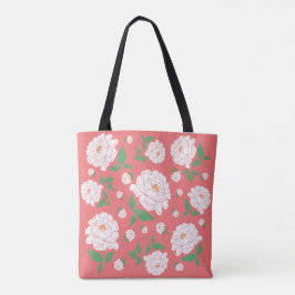 Witte pony's die koraal leven tote bag