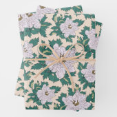 Witte pony's en groene bladeren inpakpapier vel (In situ)