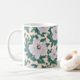 Witte pony's en groene bladeren koffiemok
