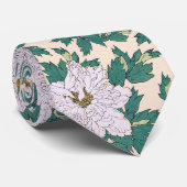 Witte pony's en groene bladeren stropdas (Opgerold)