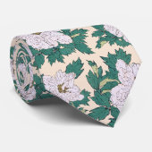 Witte pony's en groene bladeren stropdas (Opgerold)