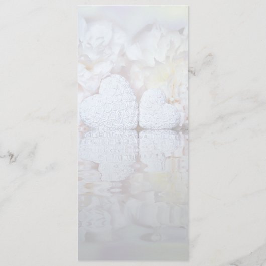 Witte pony's en reflecterende harten bruisend huwe menu (Achterkant)