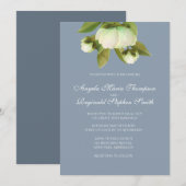 Witte pony's met een "Dusty Blue"-uitnodiging Kaart (Voorkant / Achterkant)