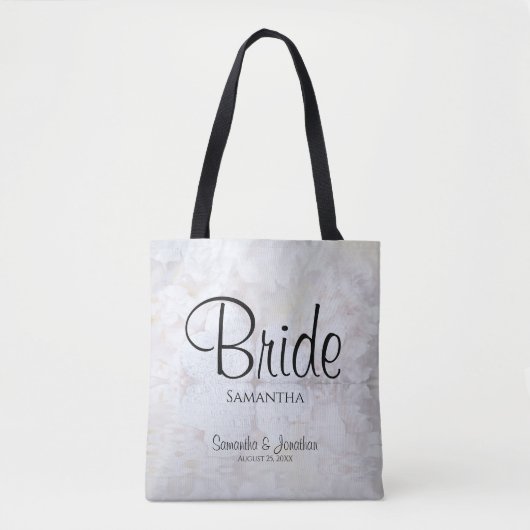 Witte pony's & Reflecterende Hearts Wedding Bride Tote Bag (Voorkant)