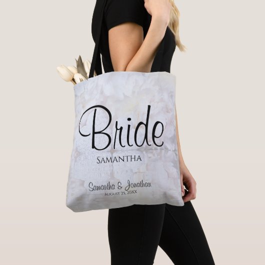 Witte pony's & Reflecterende Hearts Wedding Bride Tote Bag (Dichtbij)