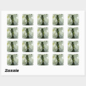 Witte pony's vierkante sticker (Vel)