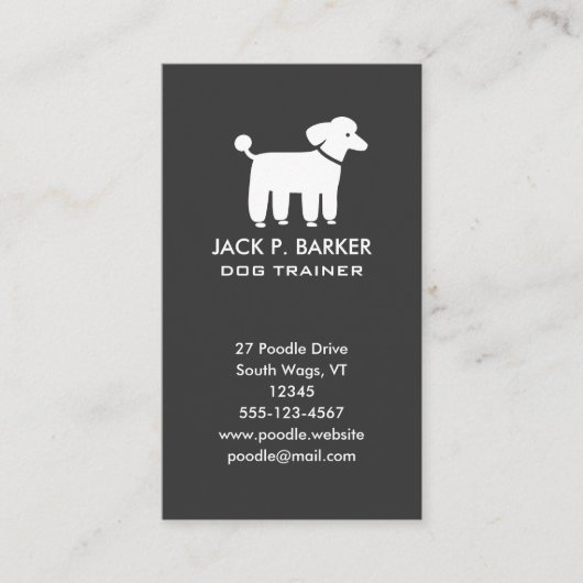 Witte Poodle Grafiek Visitekaartje (Voorkant)