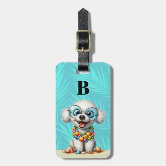 Witte Poodle Hond Bagage Labels (Voorkant verticaal)