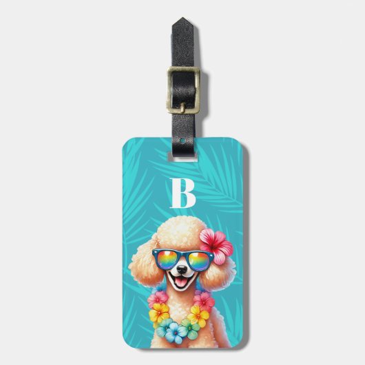 Witte Poodle Hond Bagage Labels (Voorkant verticaal)