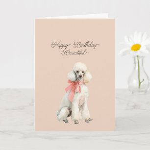 Witte Poodle Hond Hallo Mooi Verjaardag Kaart