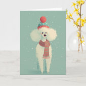 Witte Poodle Kerstgroet Kaart (Gele Bloem)