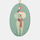Witte Poodle Kerstsouvenir Keramisch Ornament (Links)