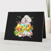 Witte Poodle Konijn Hond Met Pasen Eieren Mand Coo Kaart (Achterkant)