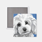 Witte Poodle Magneet (Voorkant / Achterkant)