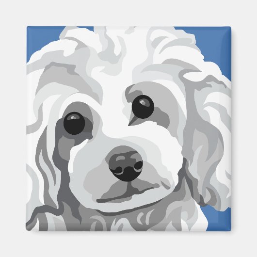 Witte Poodle Magneet (Voorkant)