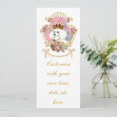 Witte Poodle Prinses en Roze Rozen (Staand voorkant)