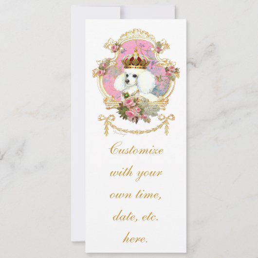 Witte Poodle Prinses en Roze Rozen (Voorkant)