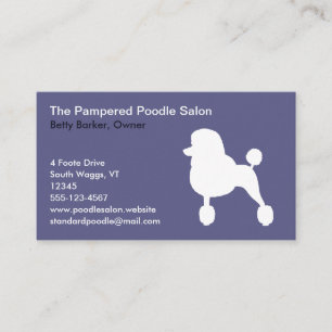 Witte Poodle Silhouet (Standaard, Fantasie Kapsel) Visitekaartje