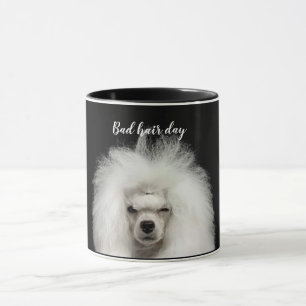 Witte Poodle Slechte Haar Dag Mok