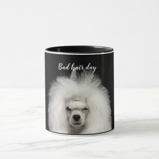 Witte Poodle Slechte Haar Dag Mok (Midden)