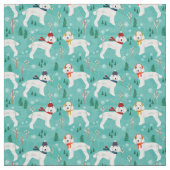 Witte poodle sneeuwdag winterhond stof (Swatch)