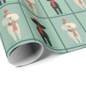Witte Poodle Winterpatroon Cadeaupapier (Rol Hoek)