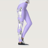 Witte Poodles Lila Leggings voor vrouwen (Rechts)