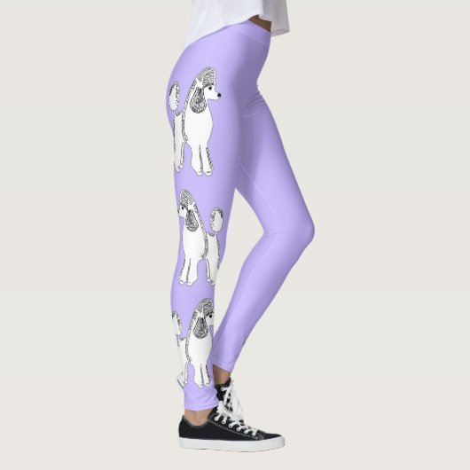 Witte Poodles Lila Leggings voor vrouwen (Rechts)