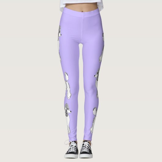 Witte Poodles Lila Leggings voor vrouwen (Voorkant)
