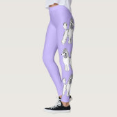 Witte Poodles Lila Leggings voor vrouwen (Links)