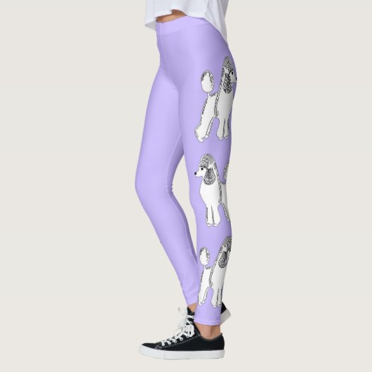Witte Poodles Lila Leggings voor vrouwen (Links)