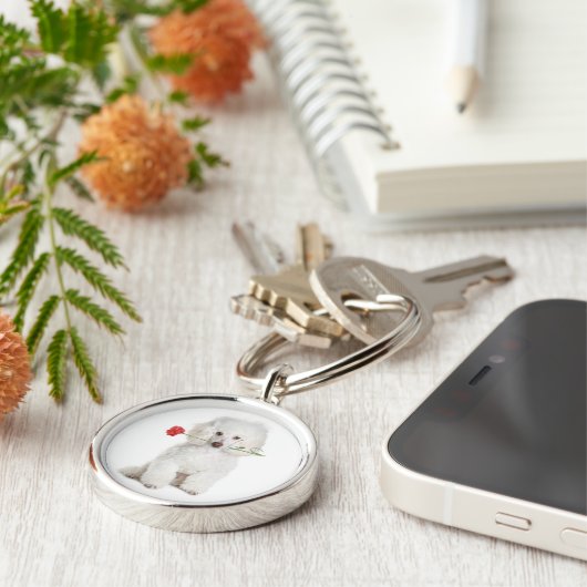 Witte pool met zeer belangrijke anjereketen sleutelhanger (Zijkant)