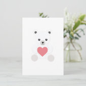 Witte Pool Teddybeer met Hartkaart Feestdagenkaart (Staand voorkant)