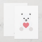 Witte Pool Teddybeer met Hartkaart Feestdagenkaart (Voorkant / Achterkant)
