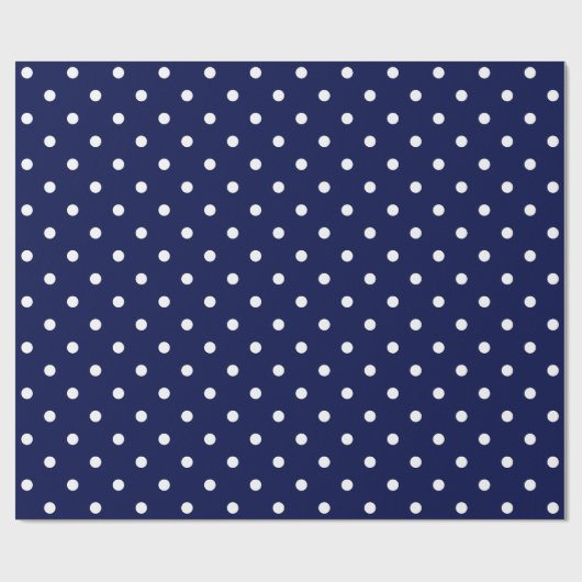 Witte pooldot op marineblauw grote ruimte cadeaupapier (Vlak)