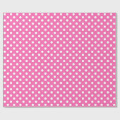 Witte pooldot op roze middenruimte cadeaupapier (Vlak)