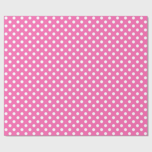 Witte pooldot op roze middenruimte cadeaupapier (Vlak)
