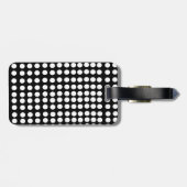 Witte pooldots Bagagelabel met lederriem (Achterkant horizontaal)