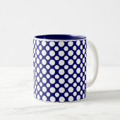 Witte pooldots op blauwe koffie Mok (Voorkant rechts)