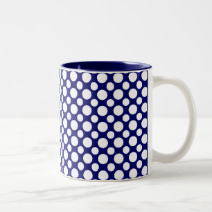 Witte pooldots op blauwe koffie Mok