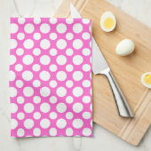 Witte pooldots op roze keukenhanddoeken (Quarter Fold)