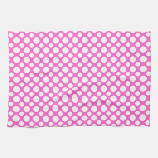 Witte pooldots op roze keukenhanddoeken (Horizontaal)
